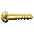Midwest Fastener Wood Screw, #1, 3/8 in, Plain Brass Round Head Slotted Drive, 35 PK 34634